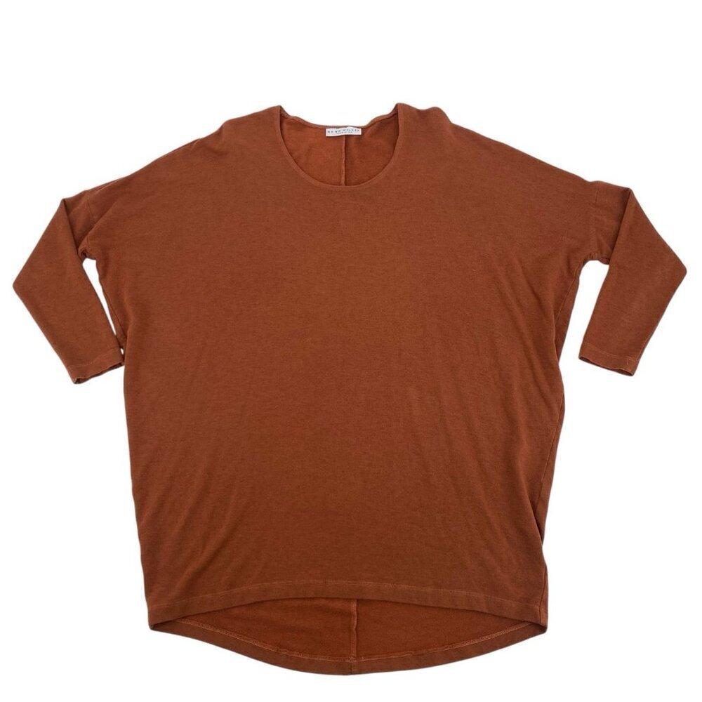 Bryn Walker Burnt Orange Dolman Sleeve Oversized Tunic Top Size XS Lagenlook